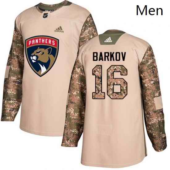 Mens Adidas Florida Panthers 16 Aleksander Barkov Authentic Camo Veterans Day Practice NHL Jersey